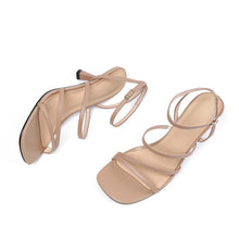 Load image into Gallery viewer, Ankle Strap Heeled Leather Sandals