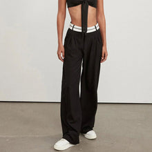 Load image into Gallery viewer, Straight Trousers With Turn-Down Waist Detail