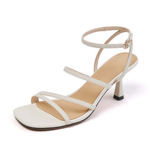 Load image into Gallery viewer, Ankle Strap Heeled Leather Sandals
