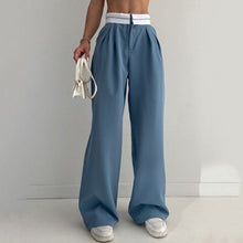 Load image into Gallery viewer, Straight Trousers With Turn-Down Waist Detail