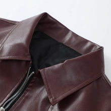 Load image into Gallery viewer, Faux Leather Jacket in Wine Red
