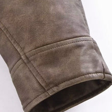 Load image into Gallery viewer, Oversized Faux Leather Crop Biker Jacket