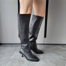 Load image into Gallery viewer, Genuine Leather Slip On Knee Boots