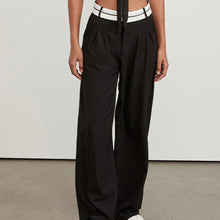 Load image into Gallery viewer, Straight Trousers With Turn-Down Waist Detail