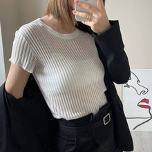 Load image into Gallery viewer, Short Sleeve Ribbed Mesh Top