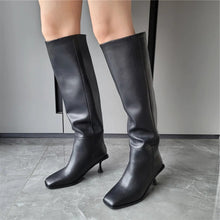 Load image into Gallery viewer, Genuine Leather Slip On Knee Boots