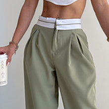 Load image into Gallery viewer, Straight Trousers With Turn-Down Waist Detail