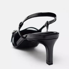 Load image into Gallery viewer, Leather Kitten Slingback Heels