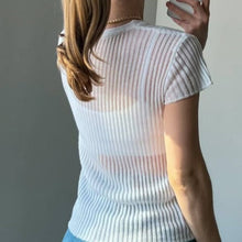 Load image into Gallery viewer, Short Sleeve Ribbed Mesh Top
