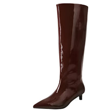 Load image into Gallery viewer, Knee High Leather Kitten Heels