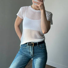 Load image into Gallery viewer, Short Sleeve Ribbed Mesh Top
