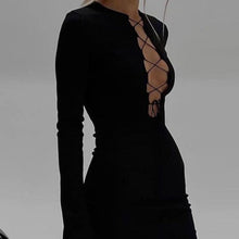 Load image into Gallery viewer, Tie Front Detail Knit Bodycon Dress
