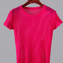 Load image into Gallery viewer, Short Sleeve Ribbed Mesh Top