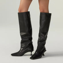 Load image into Gallery viewer, Genuine Leather Slip On Knee Boots