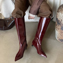 Load image into Gallery viewer, Knee High Leather Kitten Heels