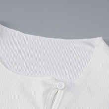 Load image into Gallery viewer, Asymmetric Knitted Button Up Crop Top