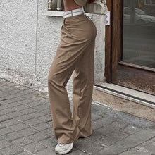 Load image into Gallery viewer, Straight Trousers With Turn-Down Waist Detail