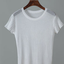 Load image into Gallery viewer, Short Sleeve Ribbed Mesh Top