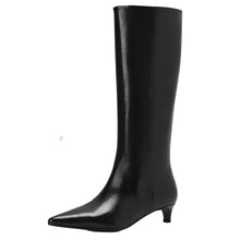 Load image into Gallery viewer, Knee High Leather Kitten Heels