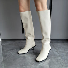 Load image into Gallery viewer, Genuine Leather Slip On Knee Boots
