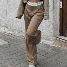 Load image into Gallery viewer, Straight Trousers With Turn-Down Waist Detail