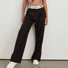Load image into Gallery viewer, Straight Trousers With Turn-Down Waist Detail