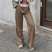 Load image into Gallery viewer, Straight Trousers With Turn-Down Waist Detail