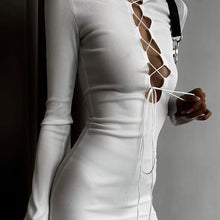Load image into Gallery viewer, Tie Front Detail Knit Bodycon Dress