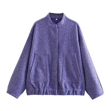Load image into Gallery viewer, Oversized Woolen Bomber Jacket