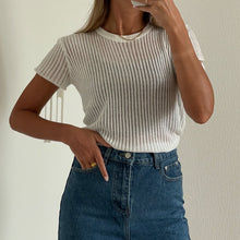 Load image into Gallery viewer, Short Sleeve Ribbed Mesh Top