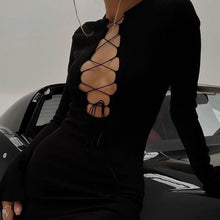 Load image into Gallery viewer, Tie Front Detail Knit Bodycon Dress