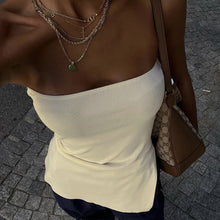 Load image into Gallery viewer, Ribbed Knit Split Hem Bandeau Top