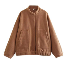 Load image into Gallery viewer, Oversized Woolen Bomber Jacket