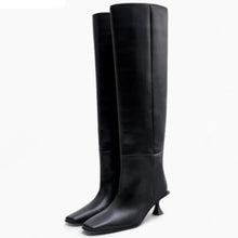 Load image into Gallery viewer, Genuine Leather Slip On Knee Boots