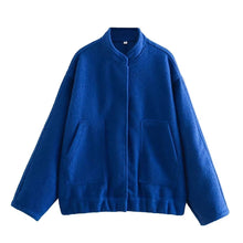 Load image into Gallery viewer, Oversized Woolen Bomber Jacket