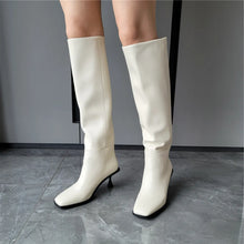 Load image into Gallery viewer, Genuine Leather Slip On Knee Boots