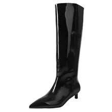 Load image into Gallery viewer, Knee High Leather Kitten Heels