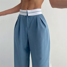 Load image into Gallery viewer, Straight Trousers With Turn-Down Waist Detail