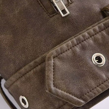 Load image into Gallery viewer, Oversized Faux Leather Crop Biker Jacket