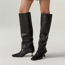 Load image into Gallery viewer, Genuine Leather Slip On Knee Boots