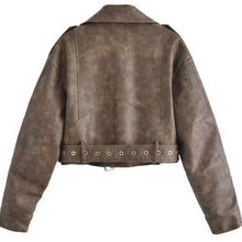 Load image into Gallery viewer, Oversized Faux Leather Crop Biker Jacket
