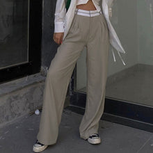 Load image into Gallery viewer, Straight Trousers With Turn-Down Waist Detail