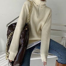 Load image into Gallery viewer, Knitted Zip Front Sweater