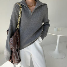 Load image into Gallery viewer, Knitted Zip Front Sweater