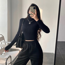 Load image into Gallery viewer, Turtleneck Ribbed Knit Cropped Jumper