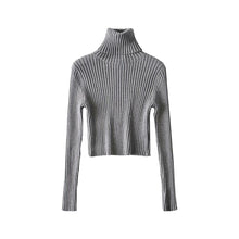 Load image into Gallery viewer, Turtleneck Ribbed Knit Cropped Jumper