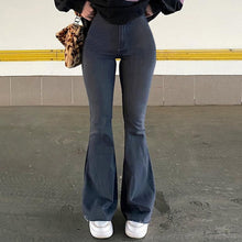 Load image into Gallery viewer, Vintage Wash High Waist Skinny Elastic Flared Jeans