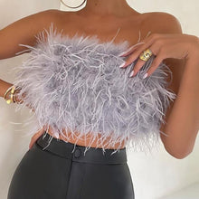 Load image into Gallery viewer, Feather Bandeau Crop Top