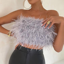Load image into Gallery viewer, Feather Bandeau Crop Top