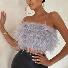 Load image into Gallery viewer, Feather Bandeau Crop Top